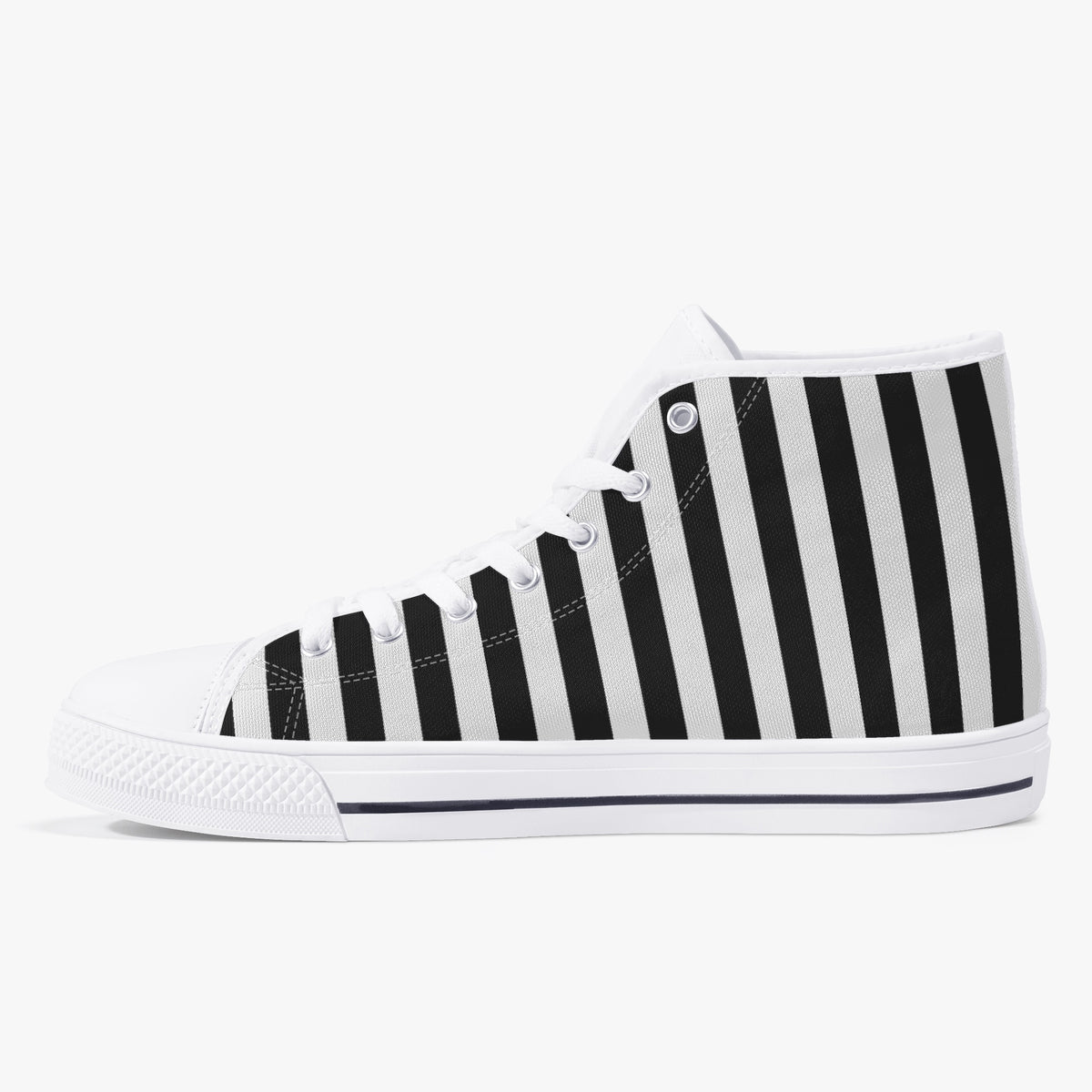 Crake High Top Black Stripes laced custom prints canvas shoes