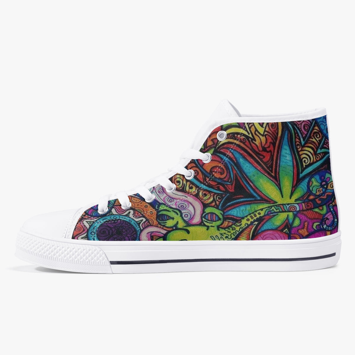 Crake High Top Green Ape laced custom prints canvas shoes