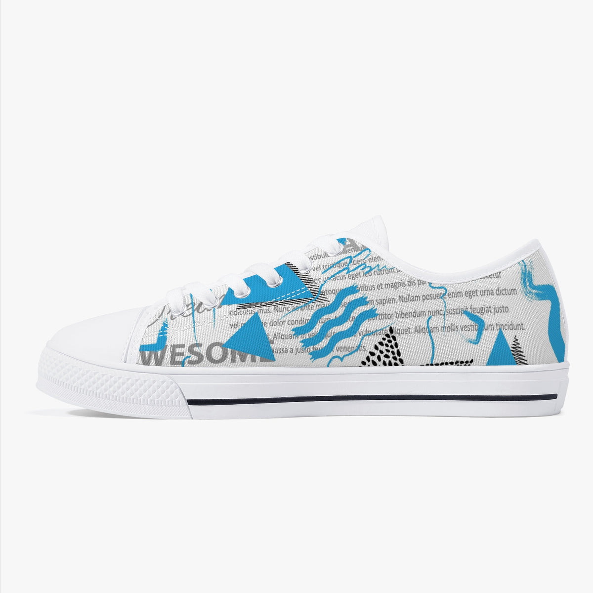 Crake Low Top Awesome Abstract laced custom prints canvas shoes