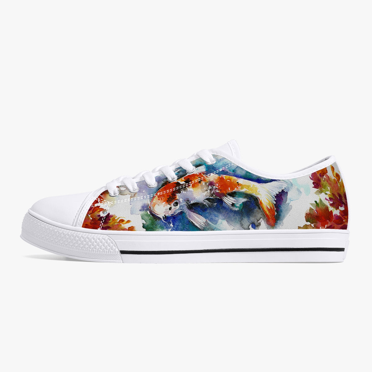 Crake Low Top Koi laced custom prints canvas shoes