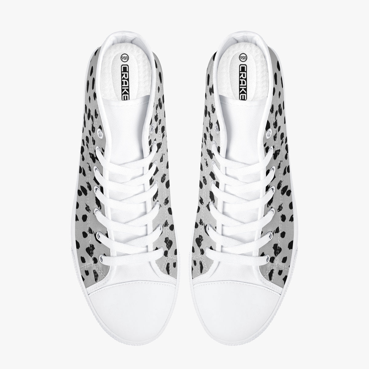 Crake High Top Black Spotted laced custom prints canvas shoes