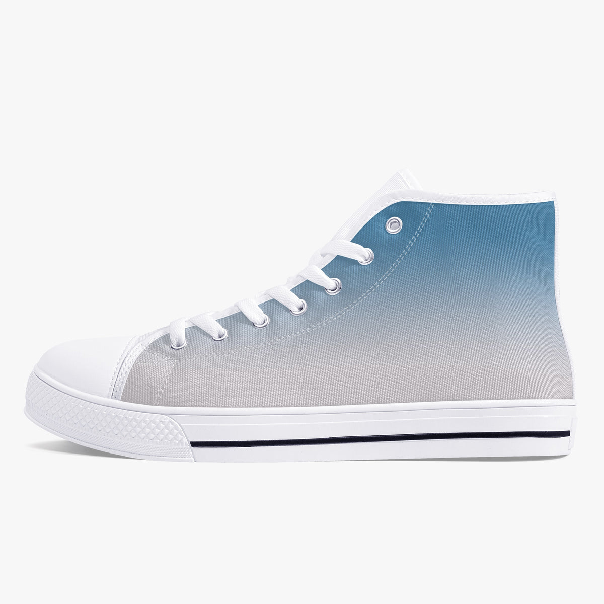 Crake High Top Sky Sneaker with white toe cap and sole, side view