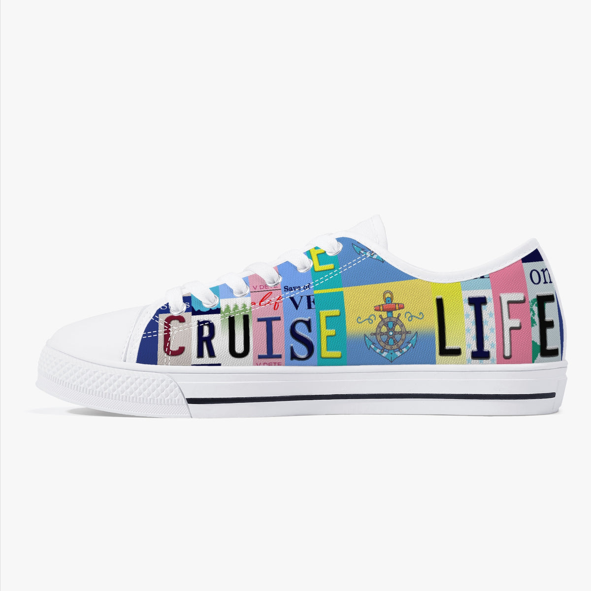 Crake Low Top Cruise Life laced custom prints canvas shoes
