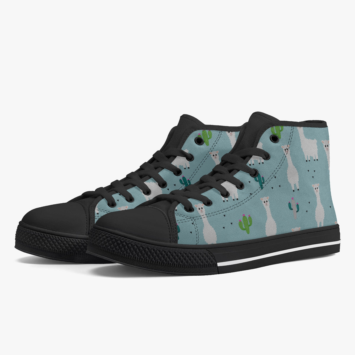 Crake High Top Alpaca 2 laced custom prints canvas shoes