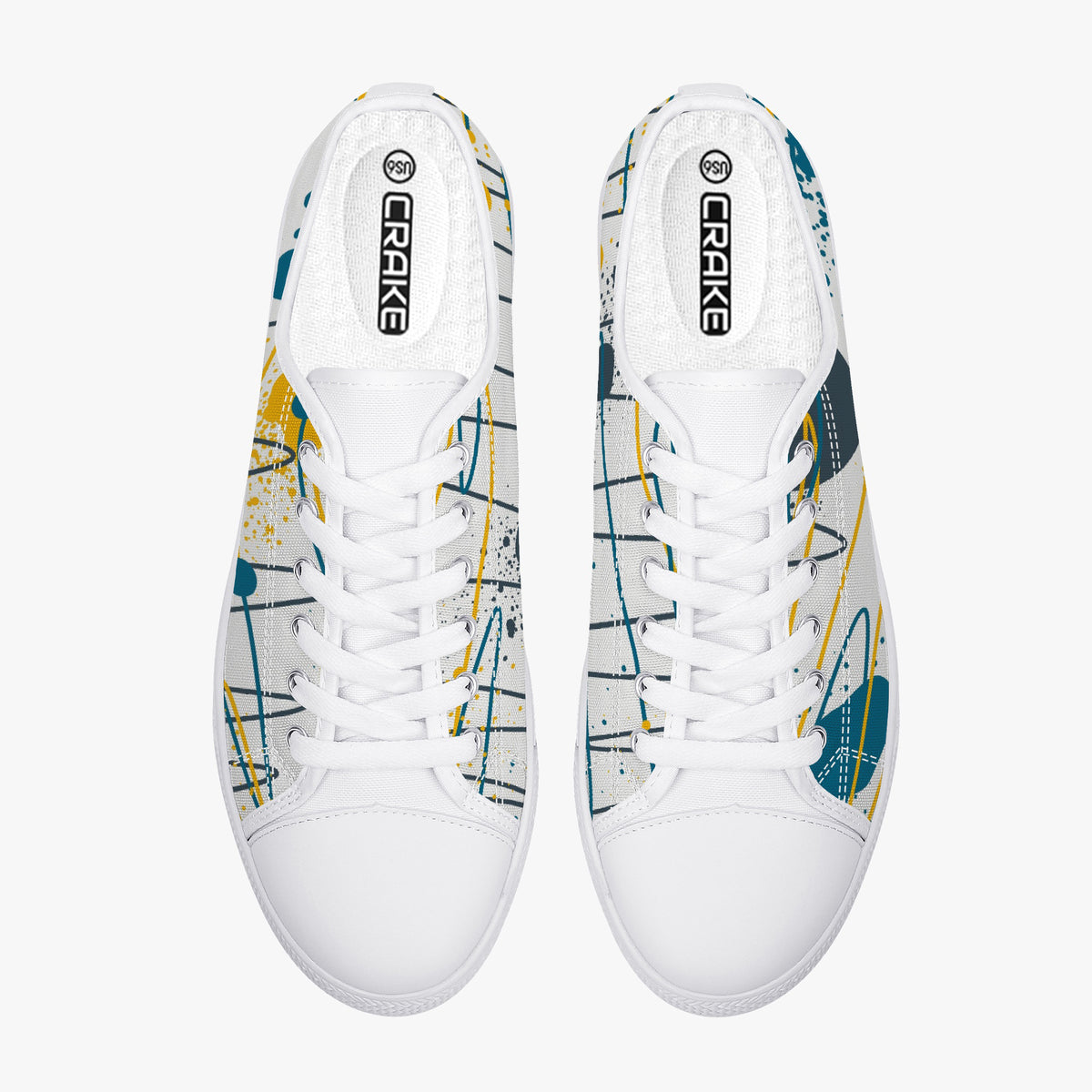 Crake Low Top Ego laced custom prints canvas shoes