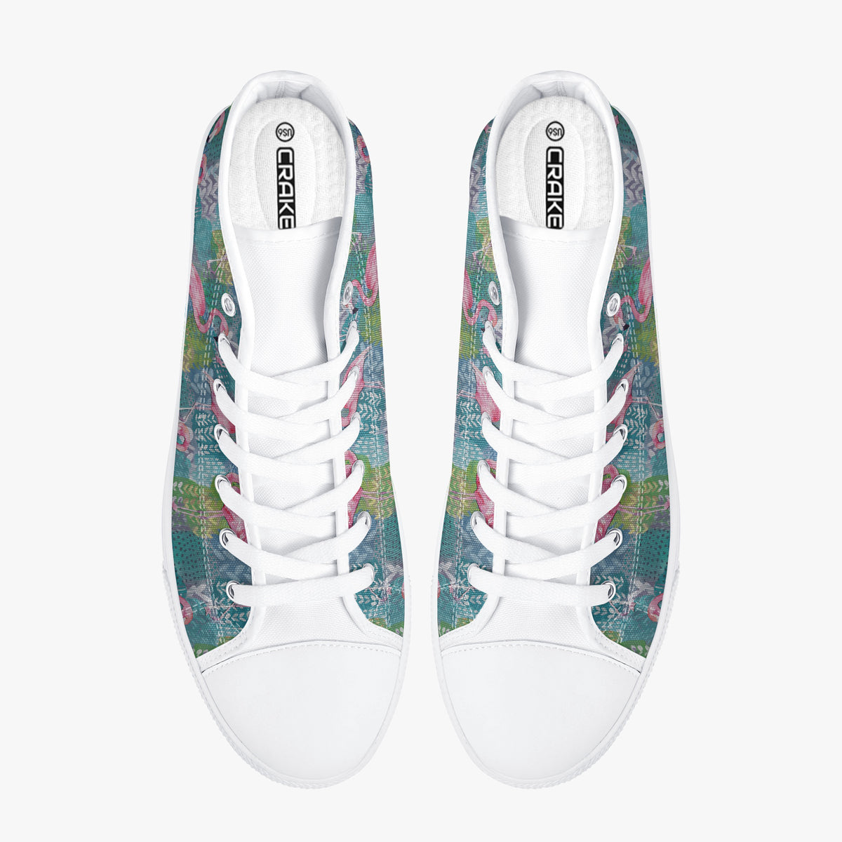 Crake High Top Flamingos 2 laced custom prints canvas shoes