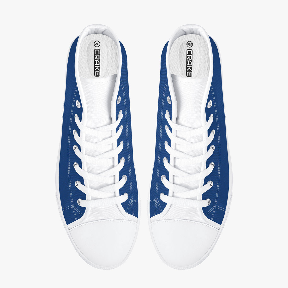 Crake High Top Blue laced high top plain color canvas shoes