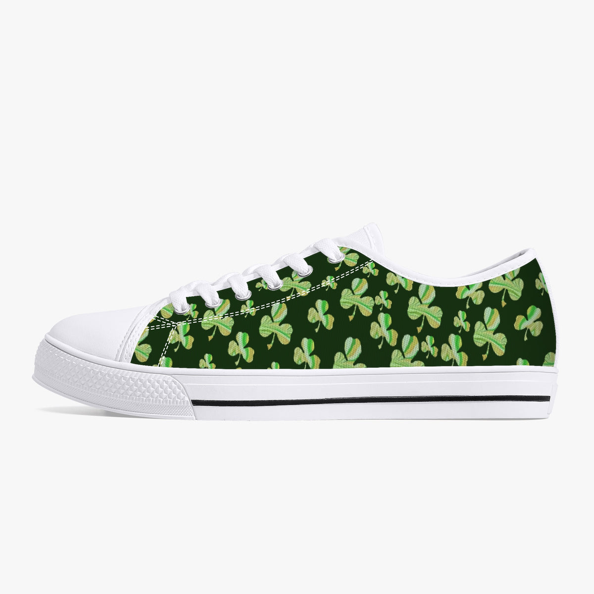 Crake Low Top 4 leaf clovers 2 laced custom prints canvas shoes