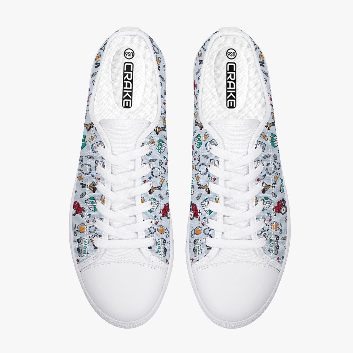 Crake Low Top Ambulances laced custom prints canvas shoes