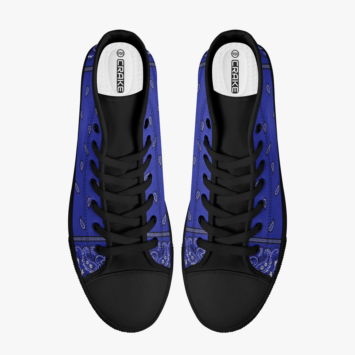 Crake High Top Blue Drips laced custom prints canvas shoes