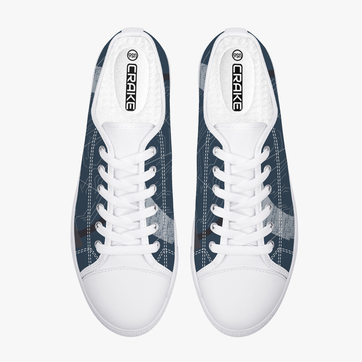 Crake Low Top Jikutsu laced custom prints canvas shoes