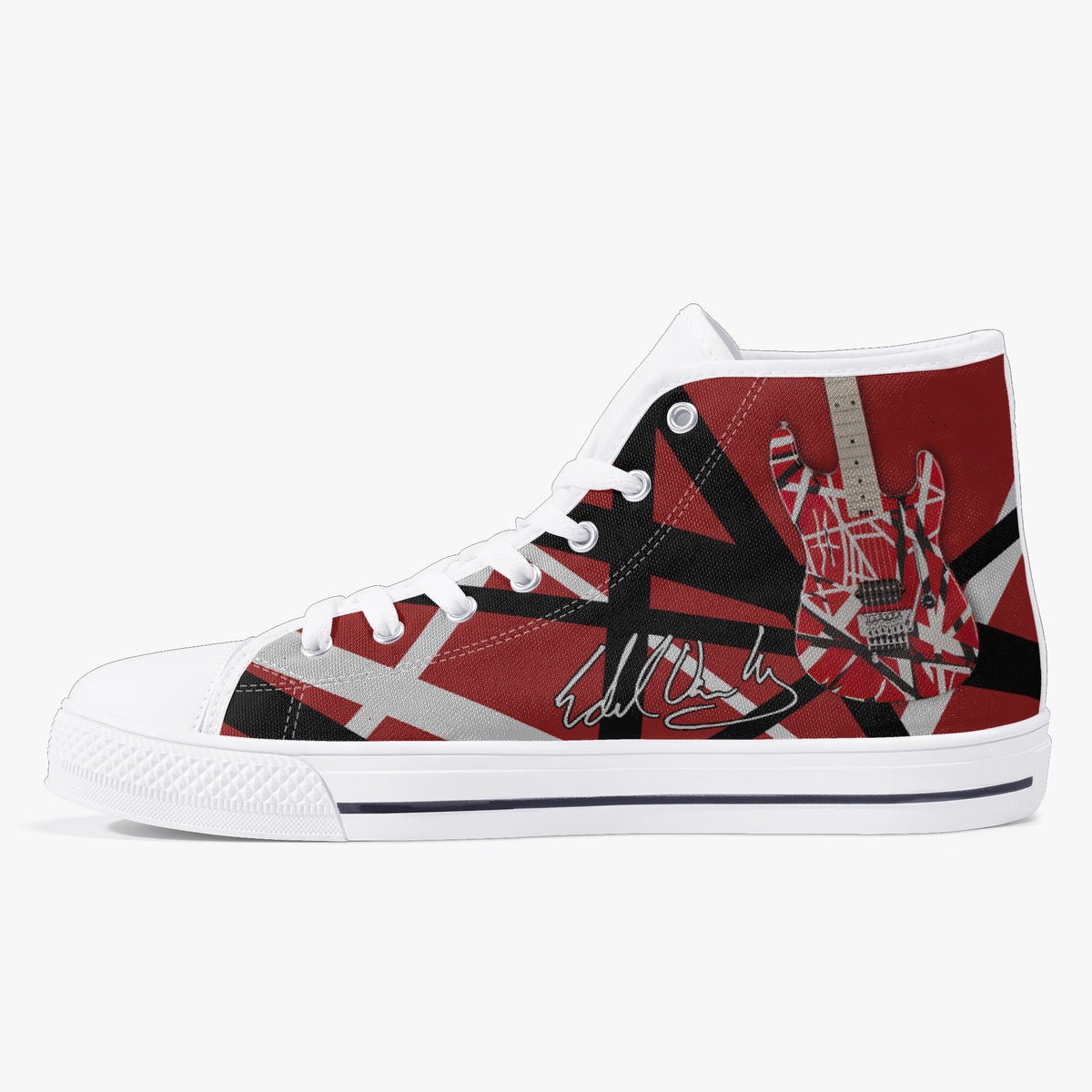 Crake High Top Red Guitar laced custom prints canvas shoes