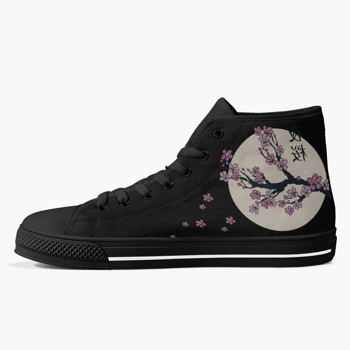 Crake High Top Moon Sakura laced custom prints canvas shoes