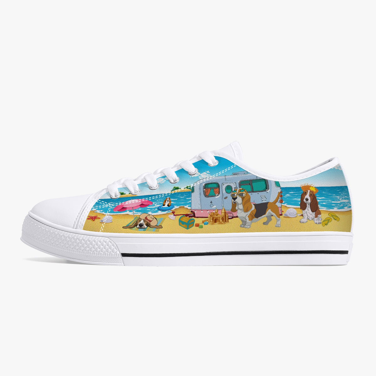 Crake Low Top Beach Dogs laced custom prints canvas shoes