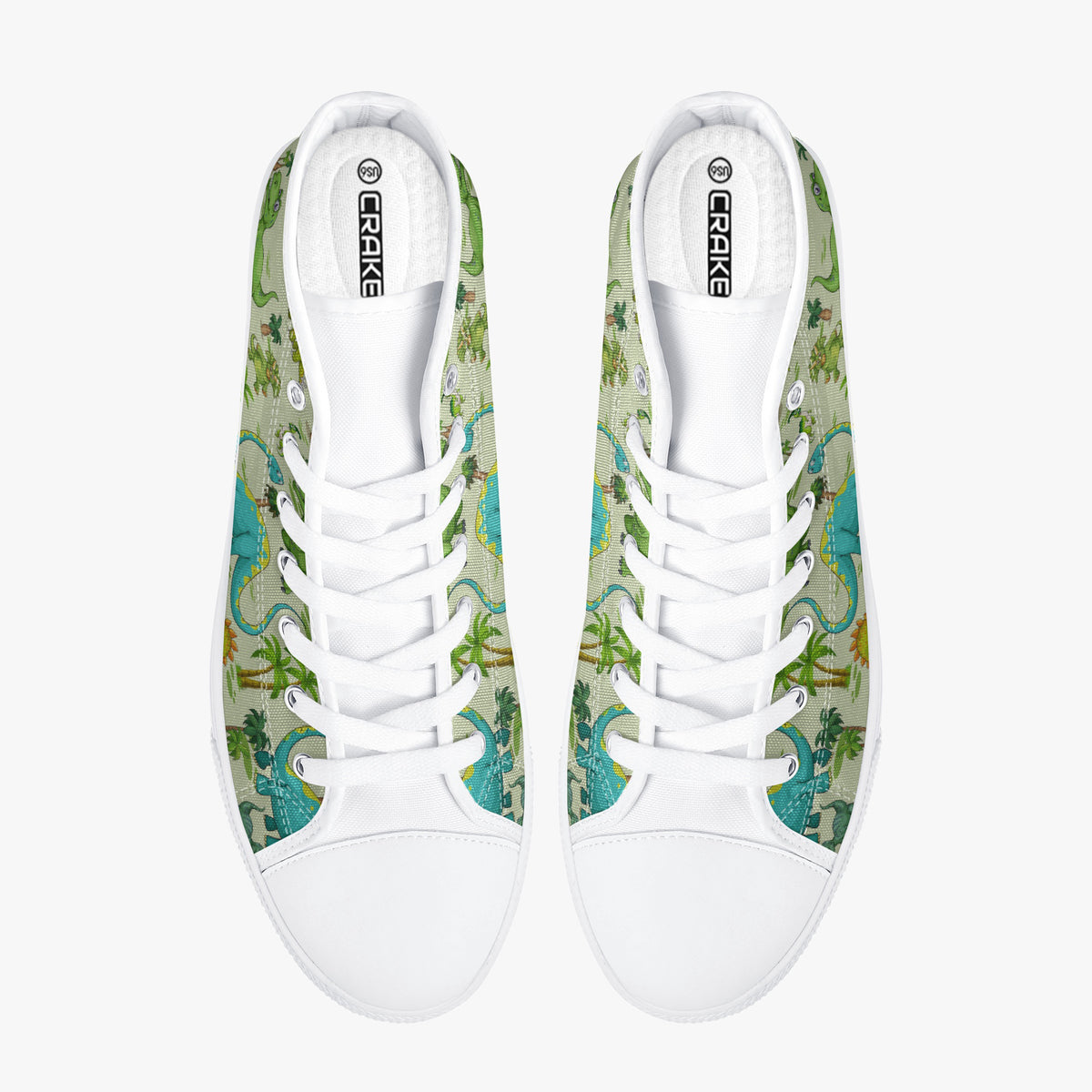 Crake High Top Dinosaur Park laced custom prints canvas shoes