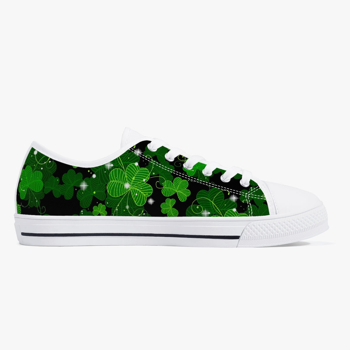 Crake Low Top Four-leaf clover laced custom prints canvas shoes