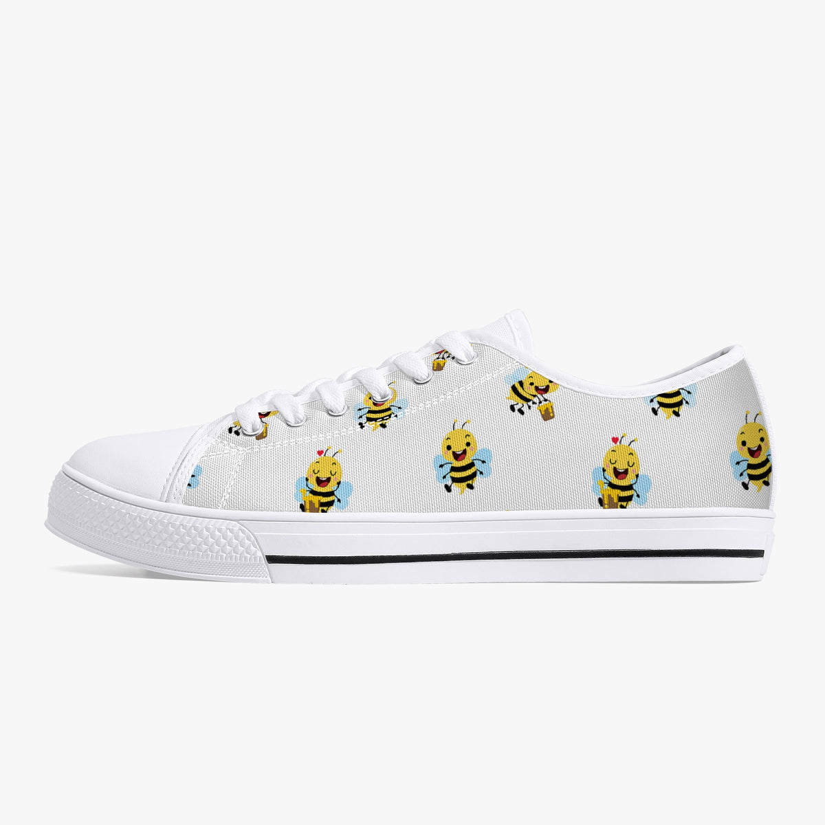 Crake Low Top Cute Bees laced custom prints canvas shoes