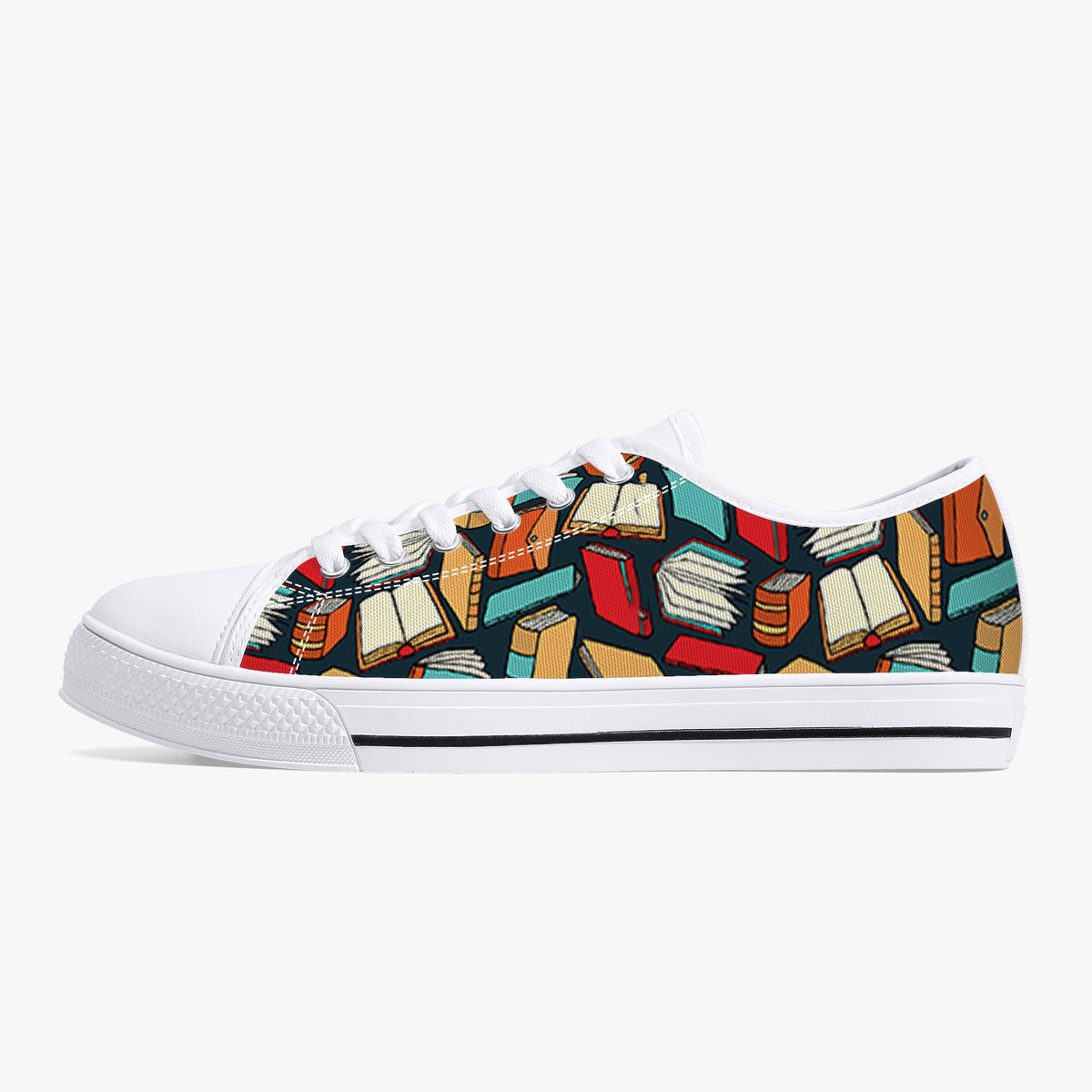 Crake Low top Books of wisdom laced custom prints canvas shoes