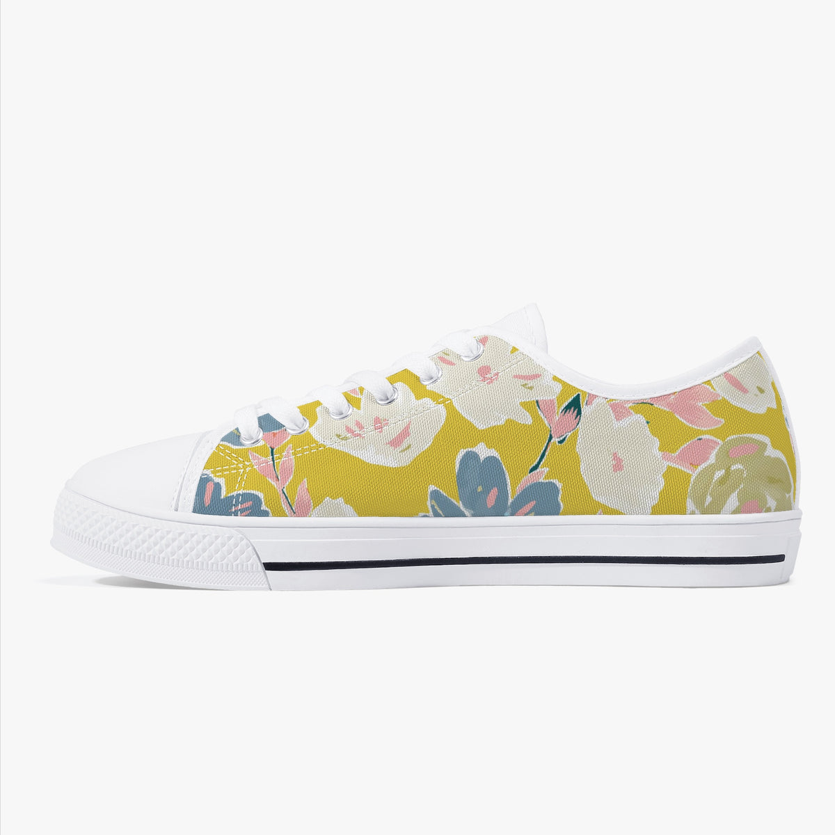 Crake Low Top Flower Painting laced custom prints canvas shoes