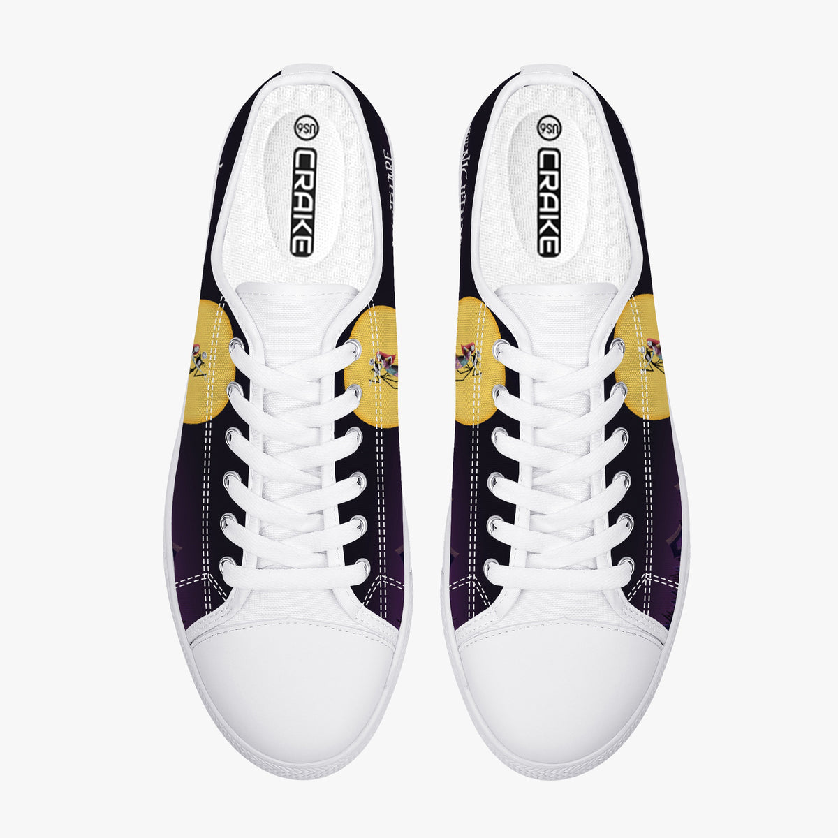 Crake Low Top Nightmare before Christmas laced custom prints canvas shoes