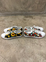 Crake Low Top Sunflowers laced custom prints canvas shoes at RM MYR289