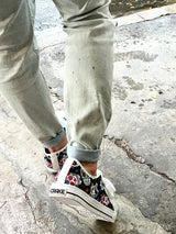 Crake Low Top Fancy Skulls laced custom prints canvas shoes at RM MYR289