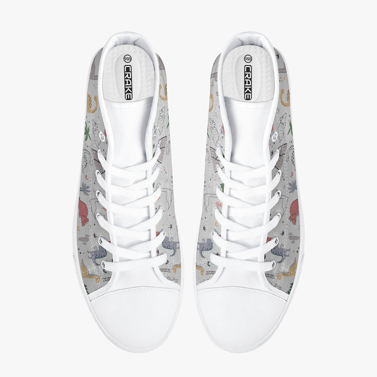 Crake High Top Dinosaurs laced custom prints canvas shoes