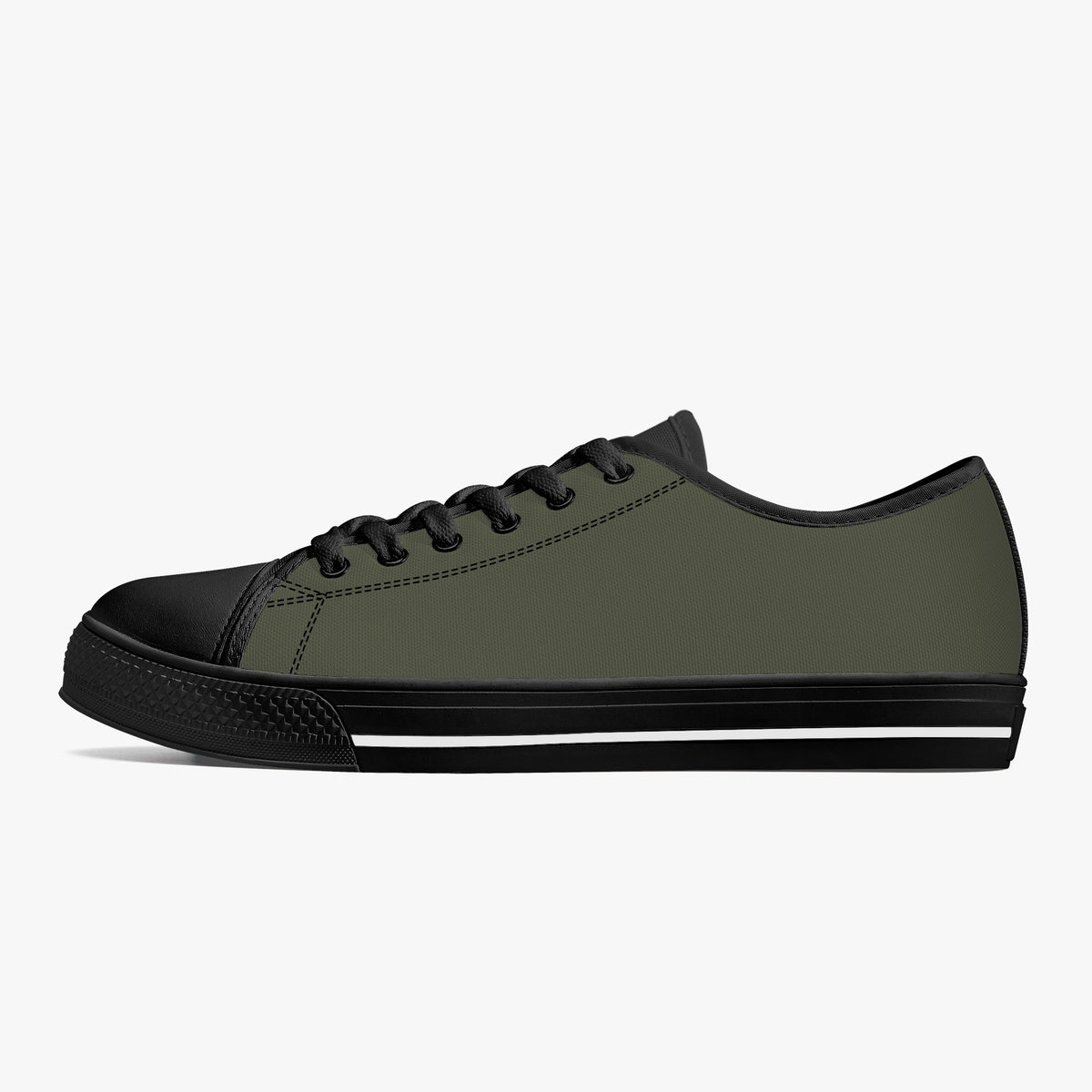 Crake Low Top Dark Green laced low top plain color canvas shoes