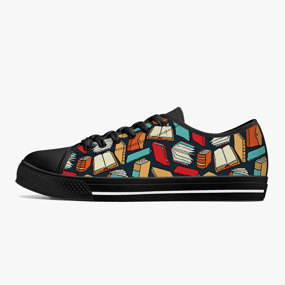 Crake Low top Books of wisdom laced custom prints canvas shoes