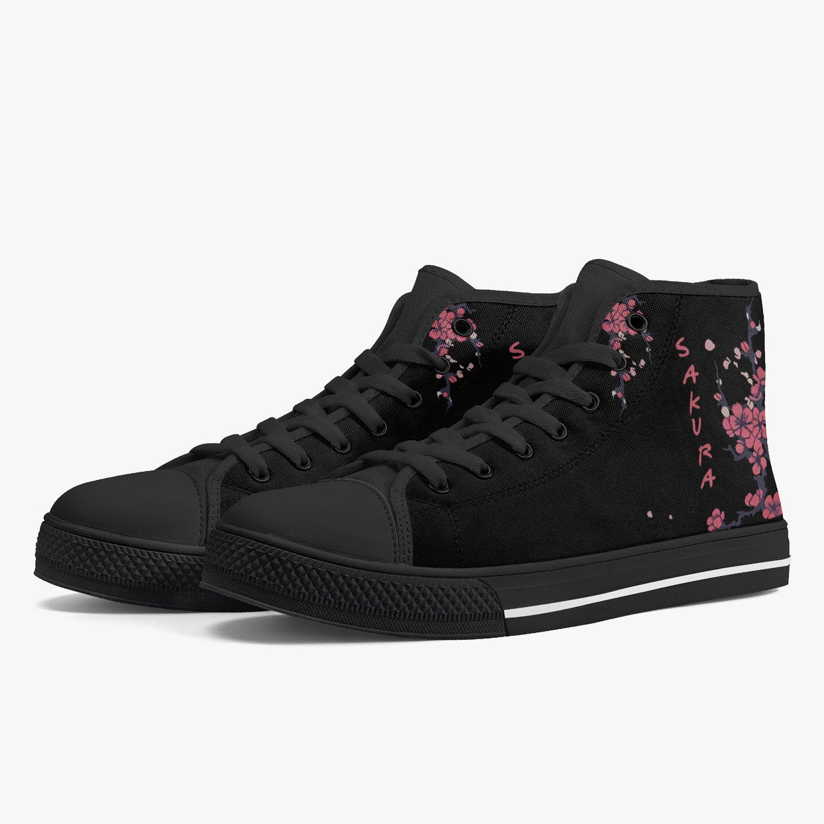 Crake High Top Sakura Tree laced custom prints canvas shoes