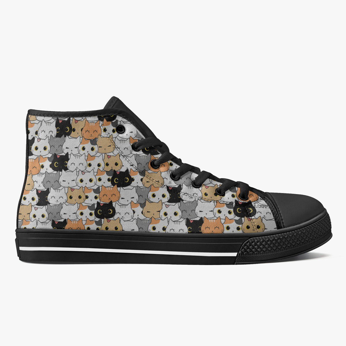 Crake High Top Cats laced custom prints canvas shoes