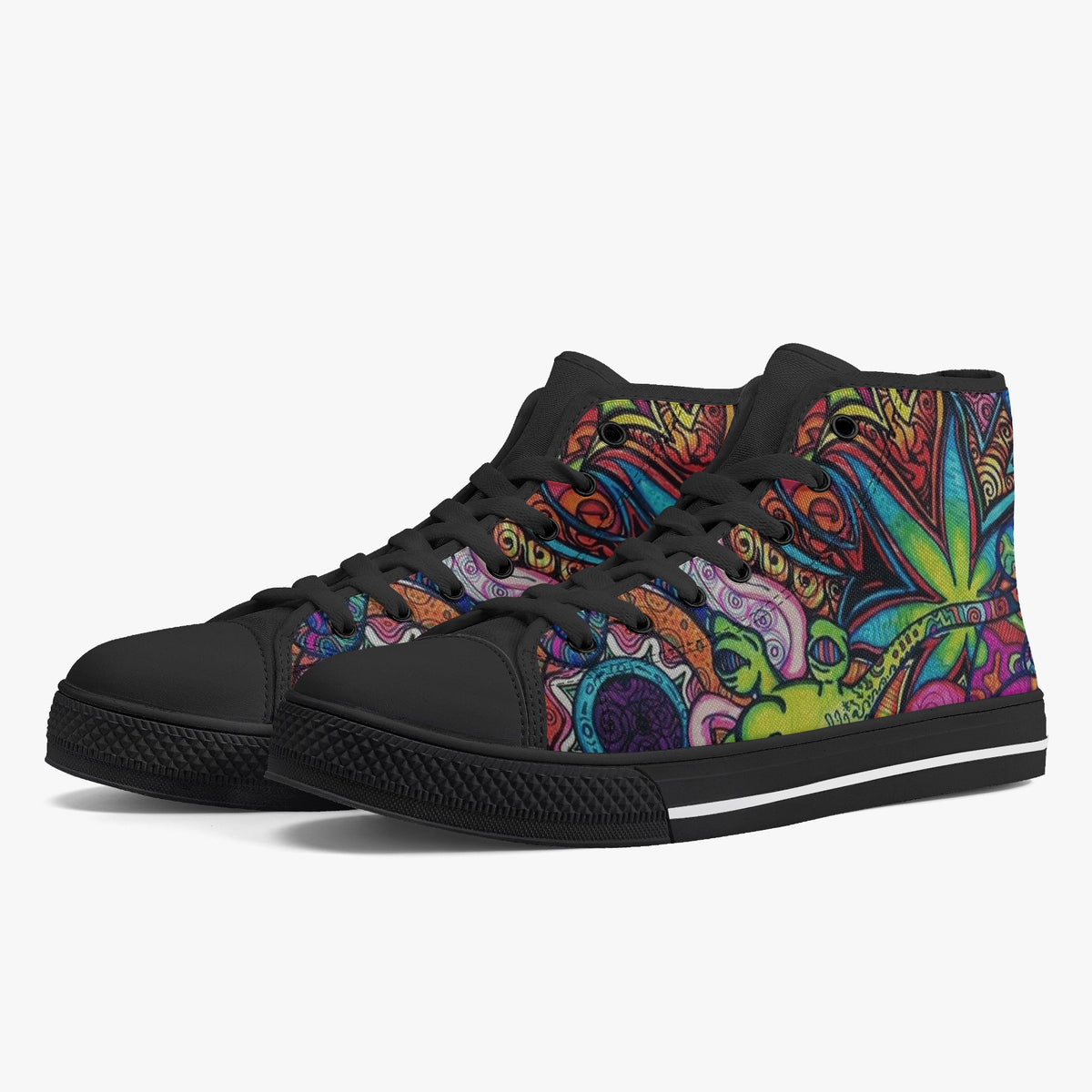 Crake High Top Green Ape laced custom prints canvas shoes