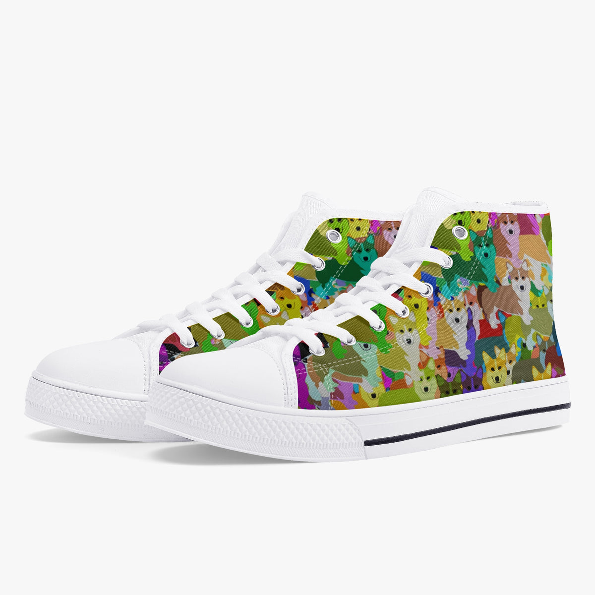 Crake High Top Corgis laced custom prints canvas shoes