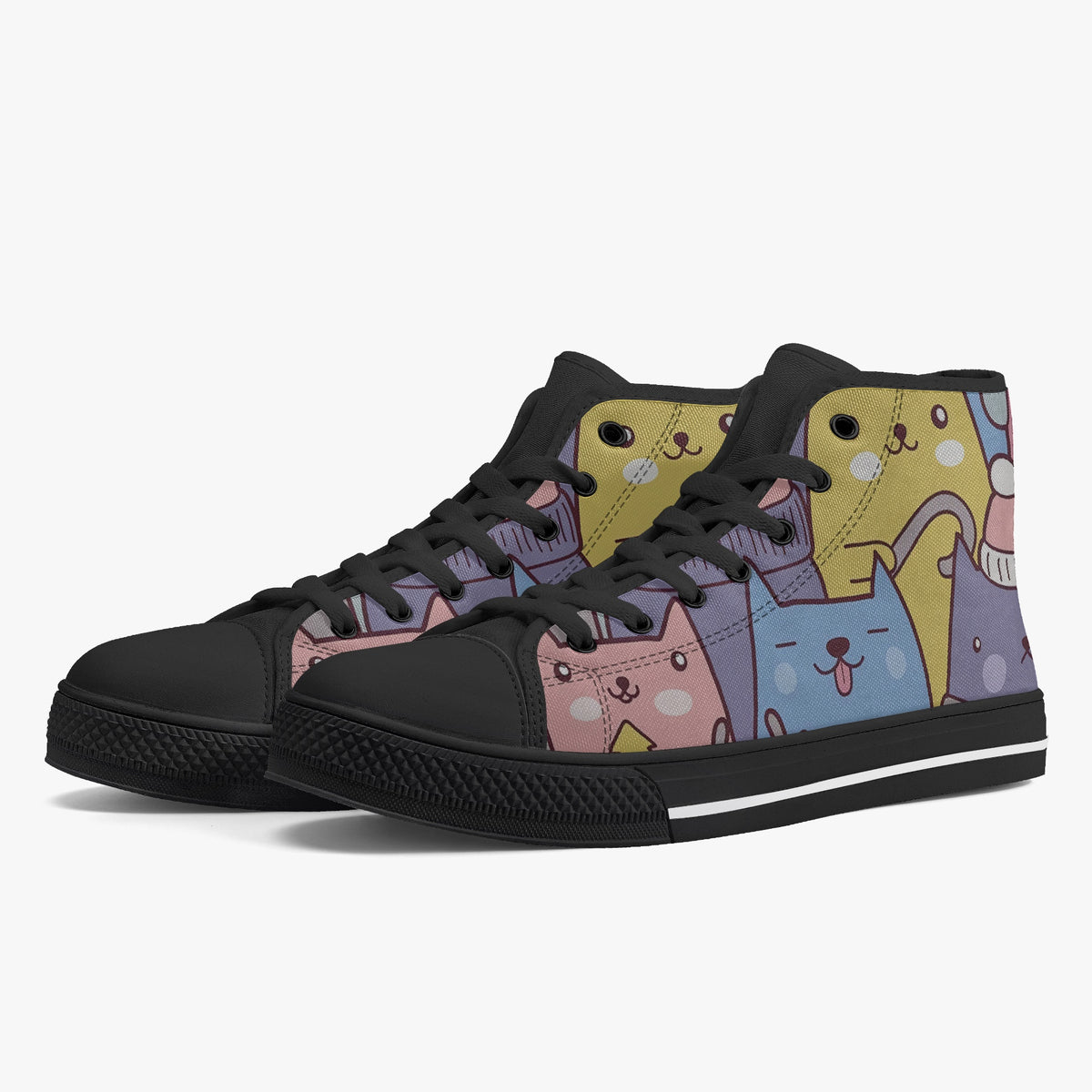 Crake High Top Doo Doo Cats laced custom prints canvas shoes