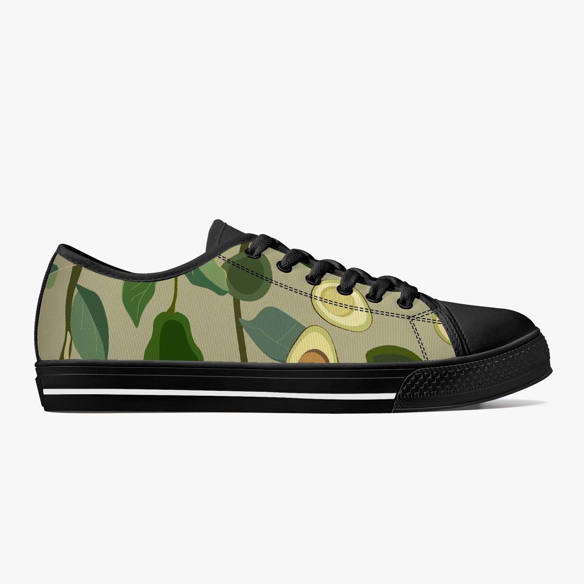 Crake Low Top Avocado laced custom prints canvas shoes