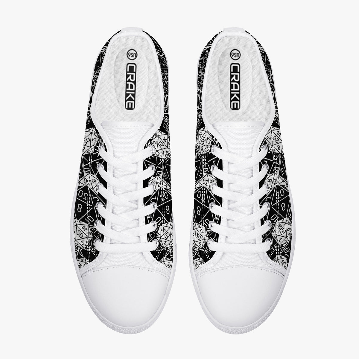 Crake Low Top Numbers laced custom prints canvas shoes