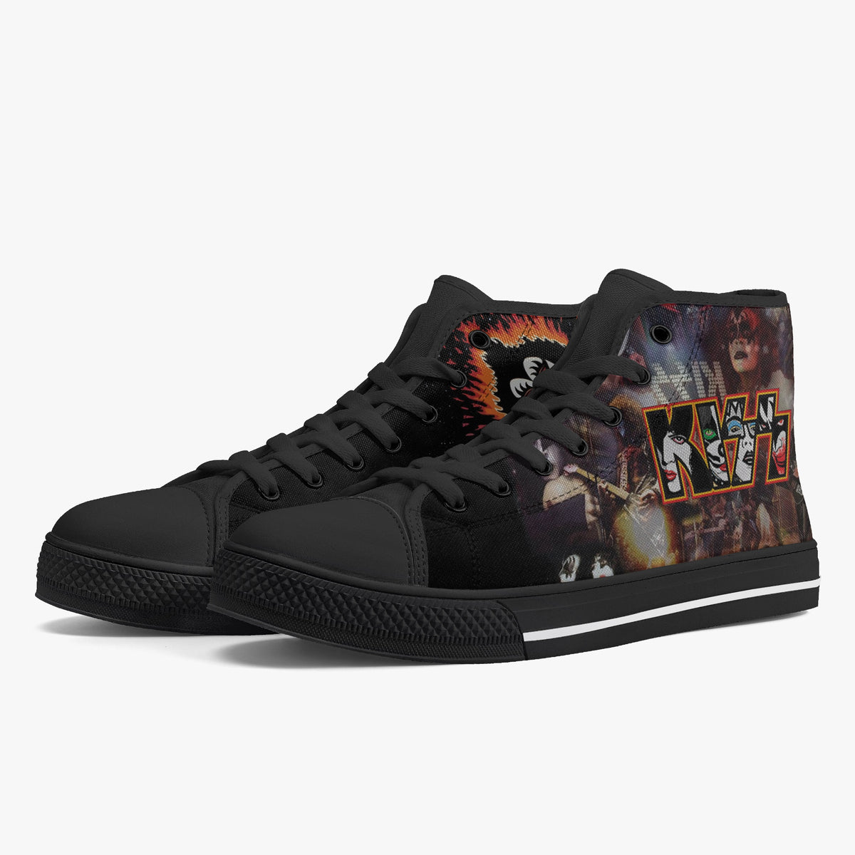 Crake High Top Kiss laced custom prints canvas shoes
