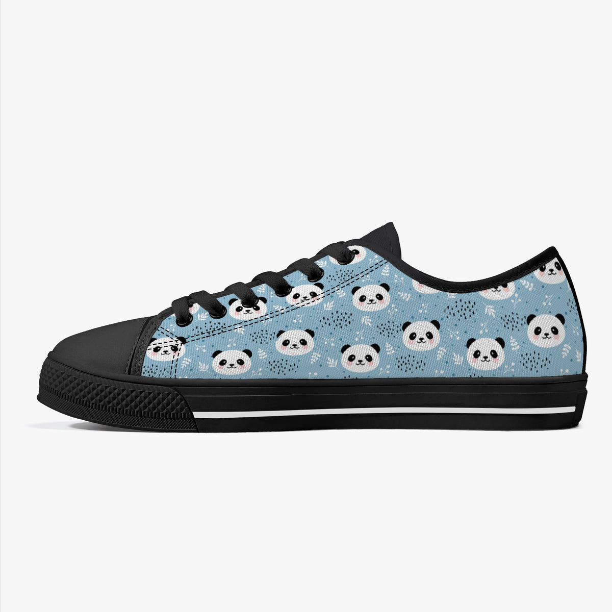 Crake Low Top Panda 2 laced custom prints canvas shoes