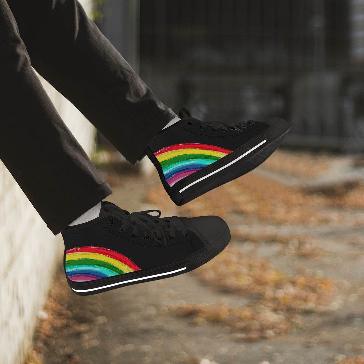 Crake High Top Rainbow 3 laced custom prints canvas shoes