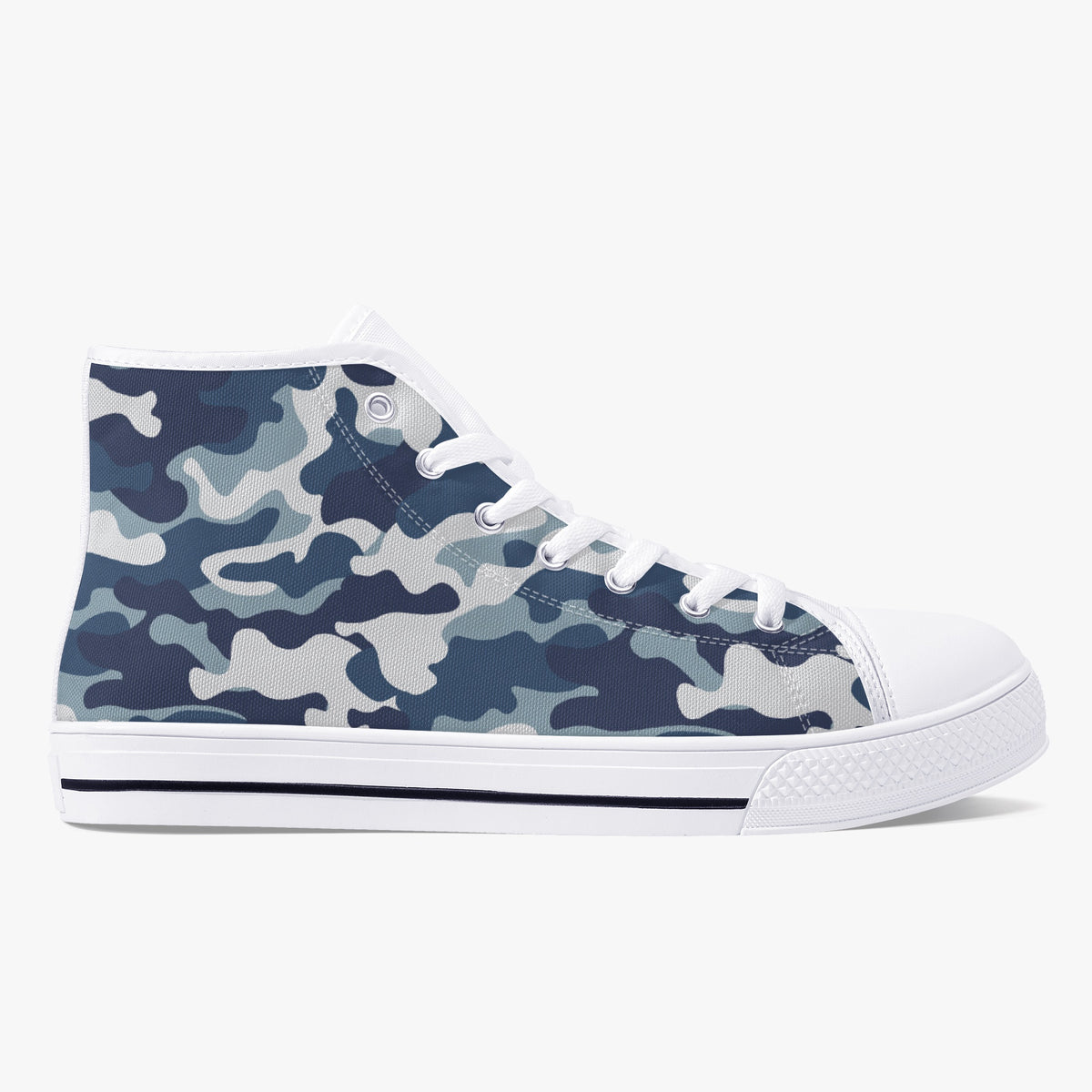 Crake High Top White Camo laced custom prints canvas shoes