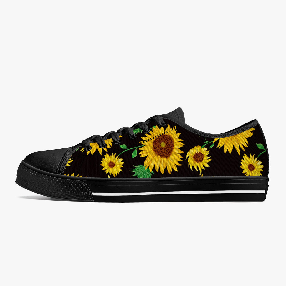 Crake Low Top Sunflowers laced custom prints canvas shoes