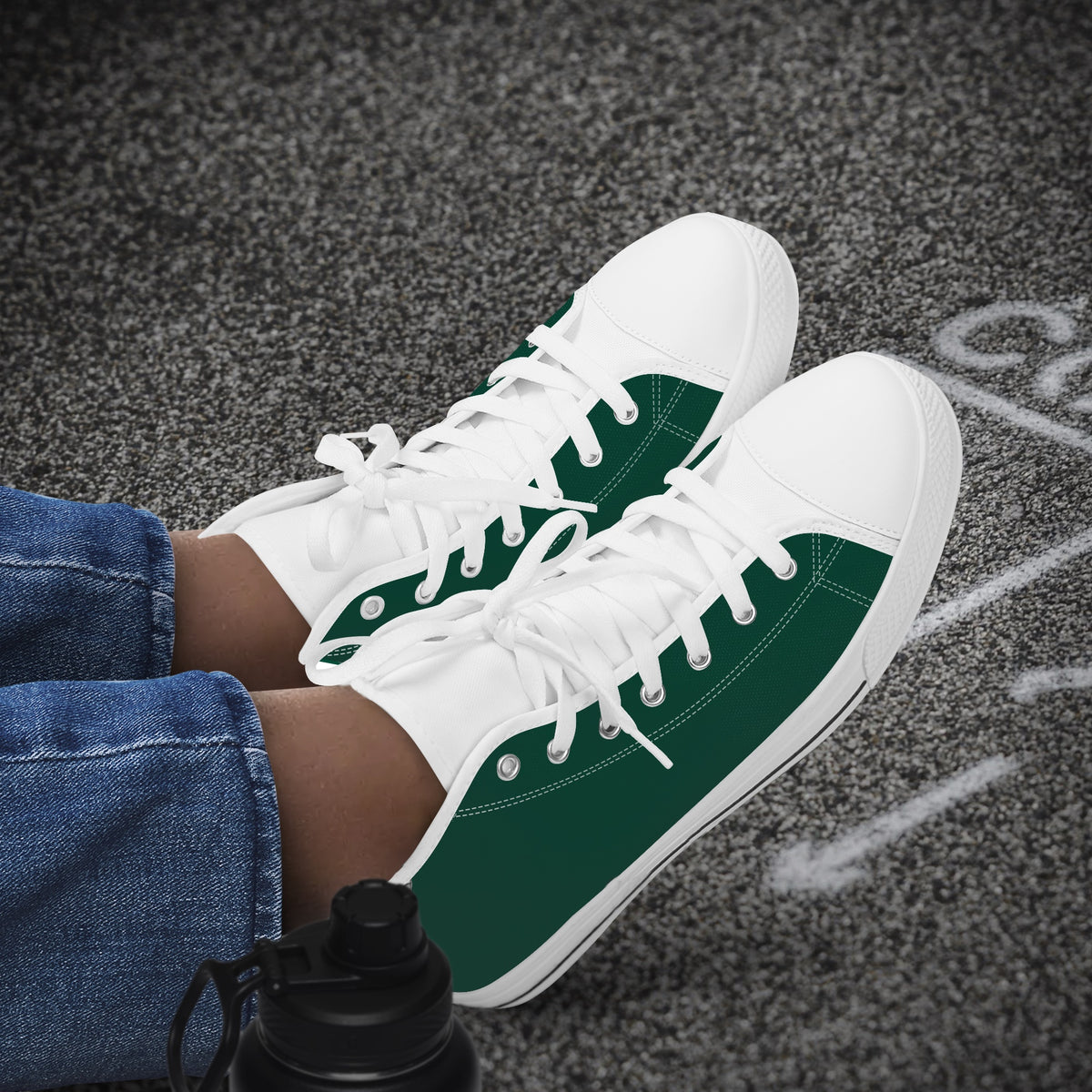 Crake High Top Dark Green laced high top plain color canvas shoes