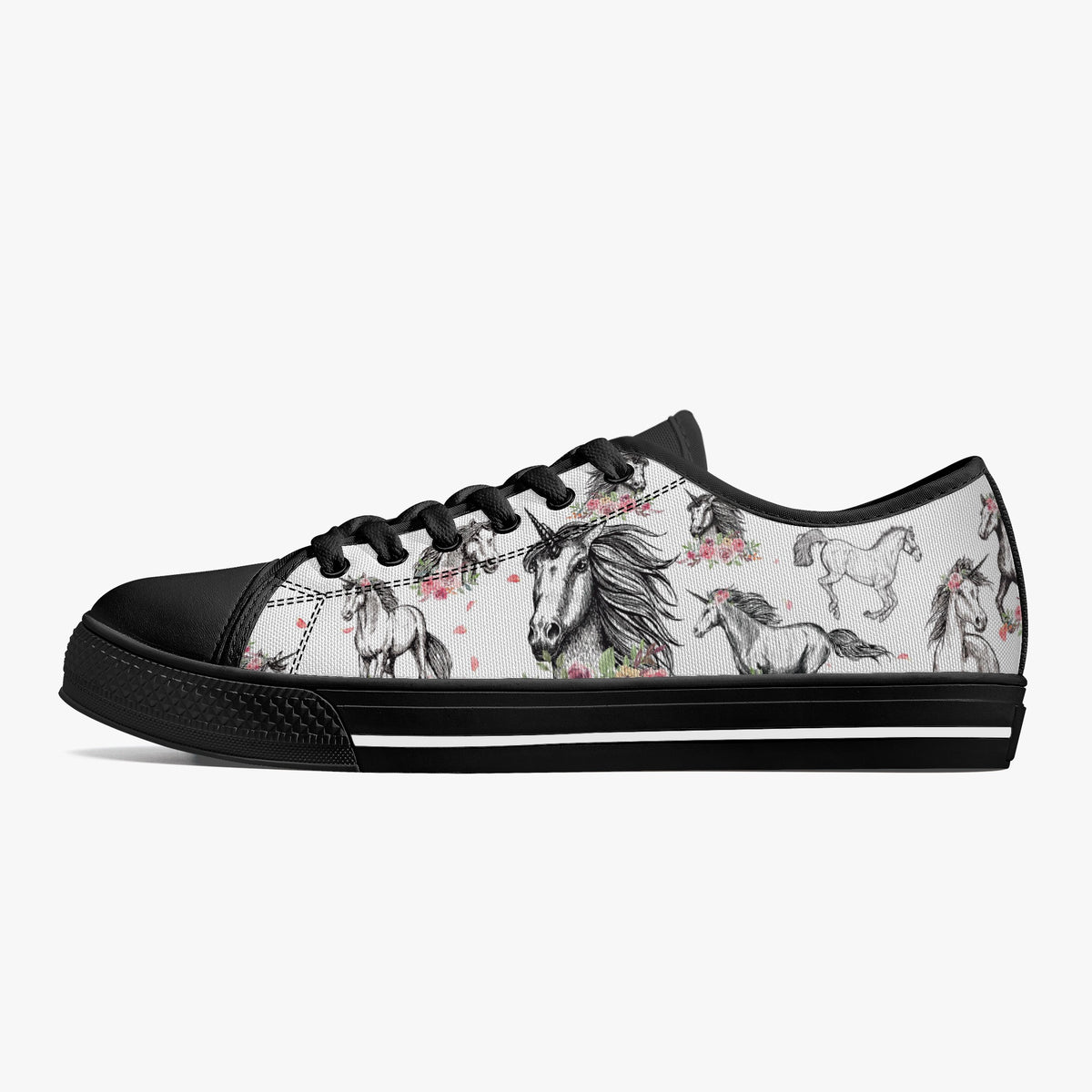 Crake Low Top Unicorns laced custom prints canvas shoes