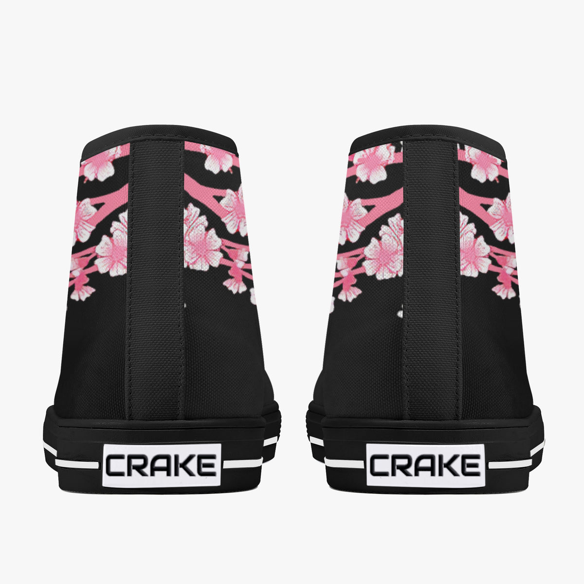 Crake High Top Sakura Black Tree laced custom prints canvas shoes