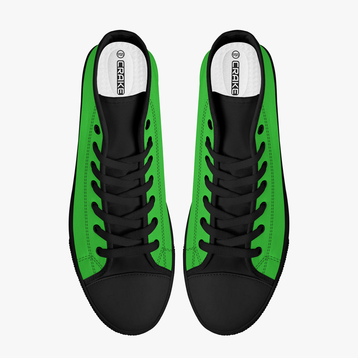 Crake High Top Green laced high top plain color canvas shoes