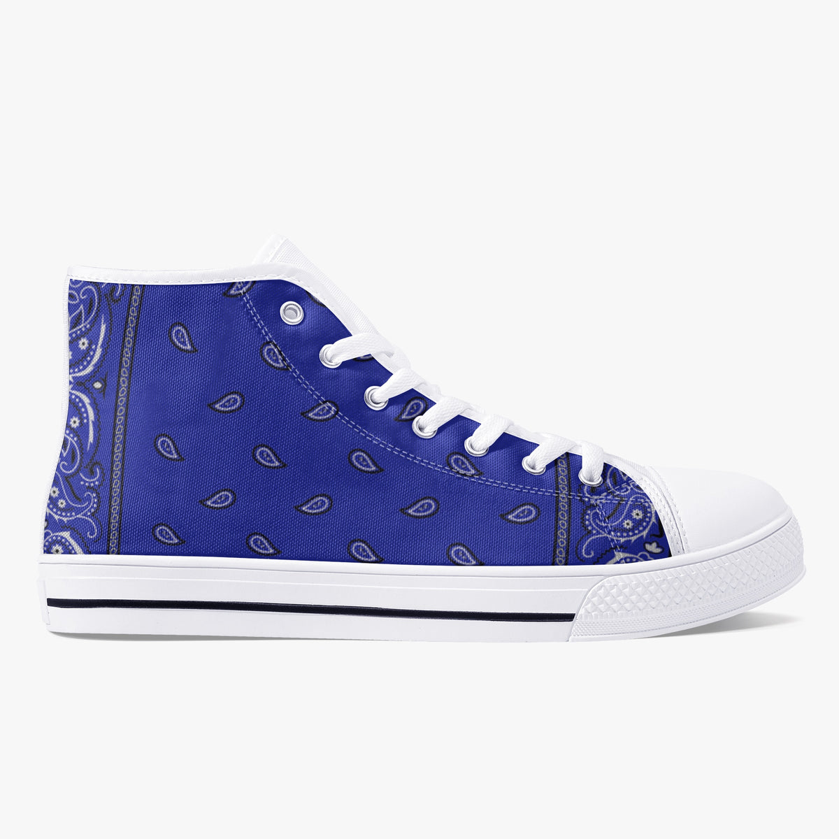 Crake High Top Blue Drips laced custom prints canvas shoes