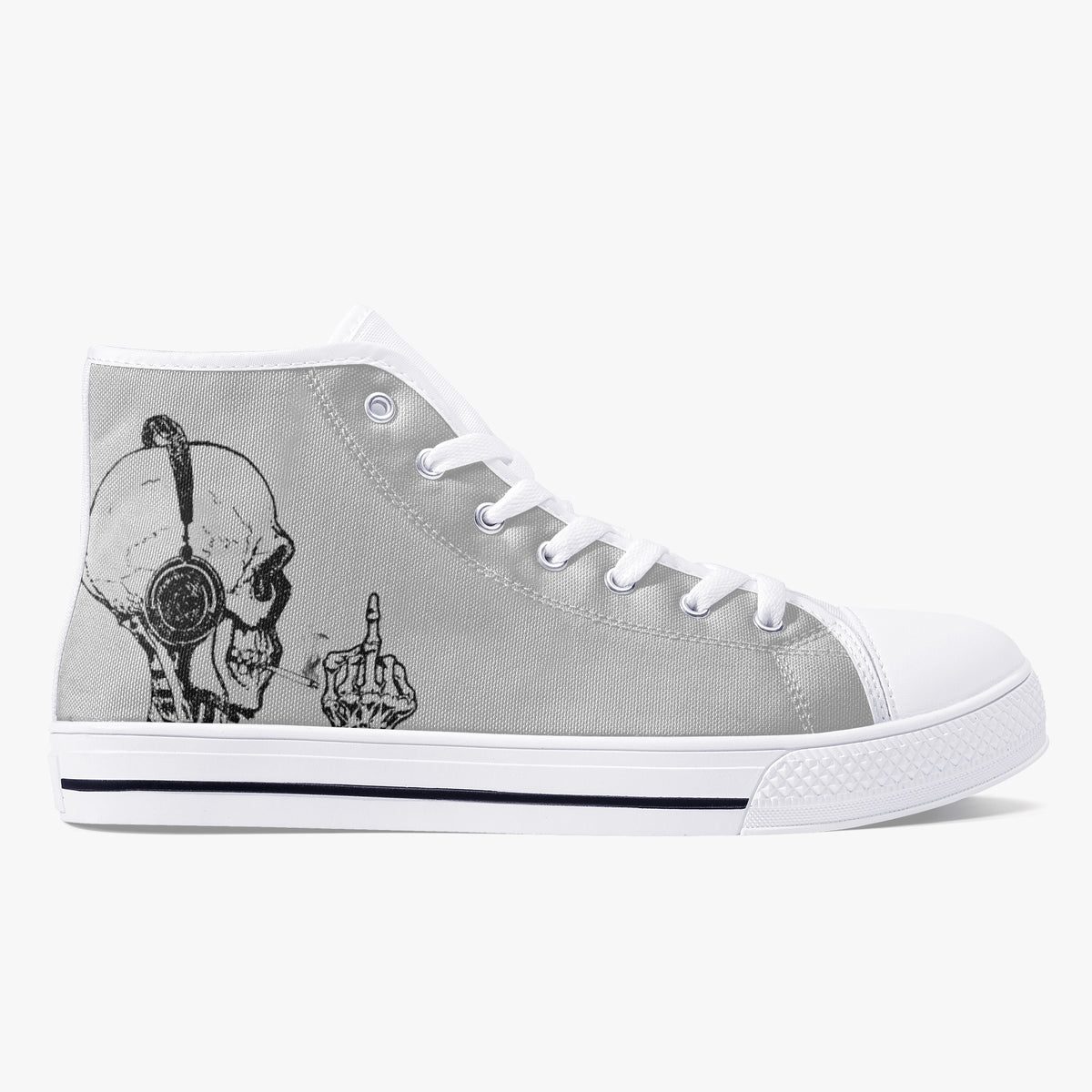 Crake High Top Skulls on headphone laced custom prints canvas shoes
