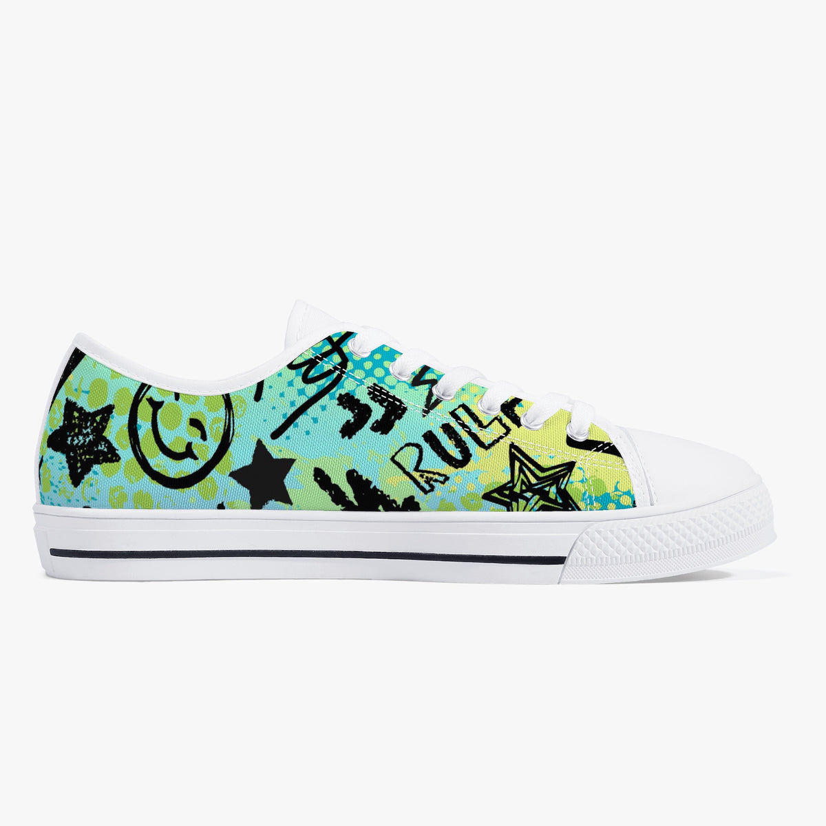 Crake Low Top FX Graffiti laced custom prints canvas shoes
