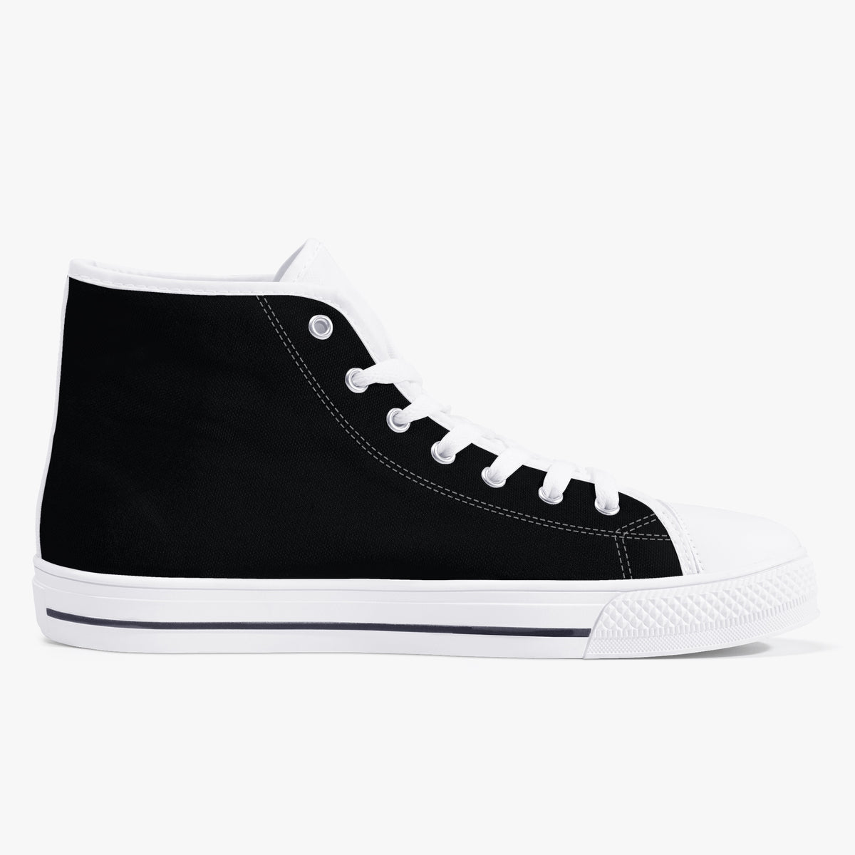 Crake High Top Black laced high top plain color canvas shoes