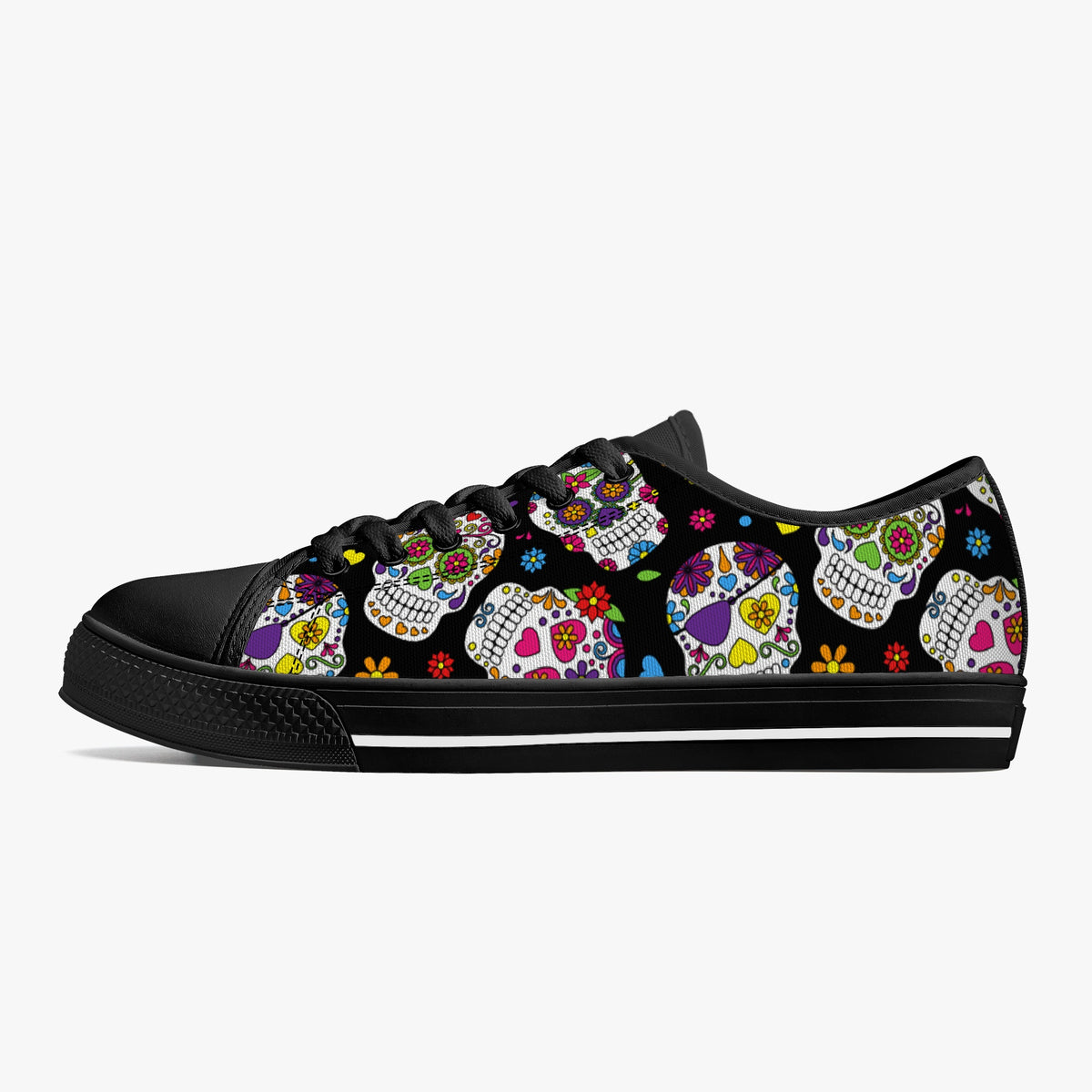 Crake Low Top Fancy Skulls laced custom prints canvas shoes